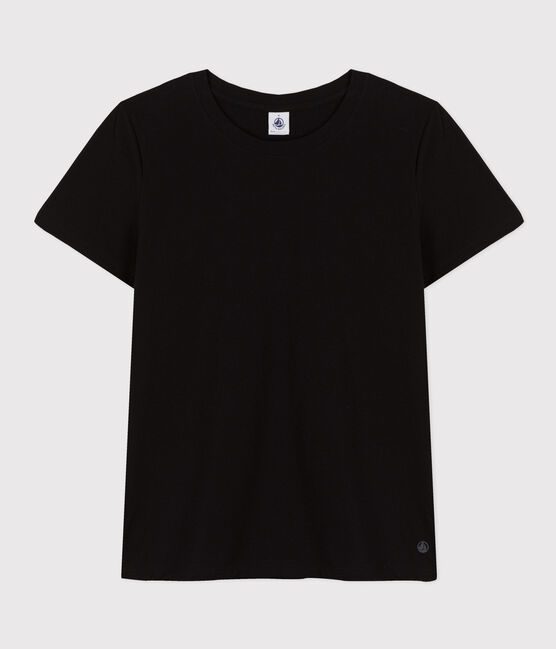 Camiseta LA RECTA de algodón con cuello redondo para mujer negro BLACK