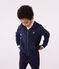 Sudadera infantil de algodón liso con capucha y cremallera azul SMOKING