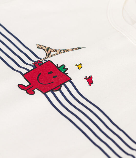 Camiseta Monsieur Madame de algodón de bebé blanco MARSHMALLOW