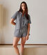 Pijama corto de algodón con botones y rayas para mujer