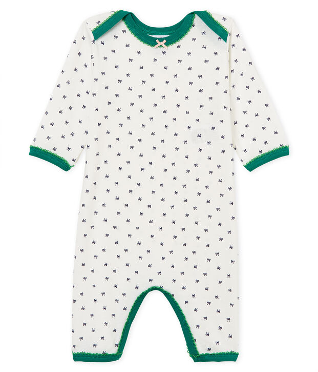 Pelele de punto para beb&eacute; ni&ntilde;a blanco/azul