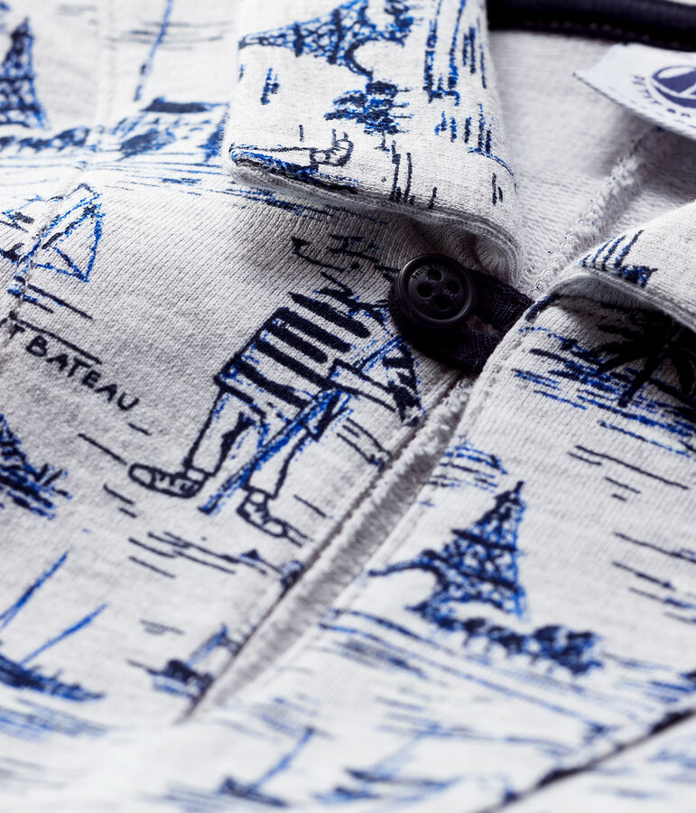 Mono corto de mulet&oacute;n estampado para beb&eacute; ni&ntilde;o gris/azul