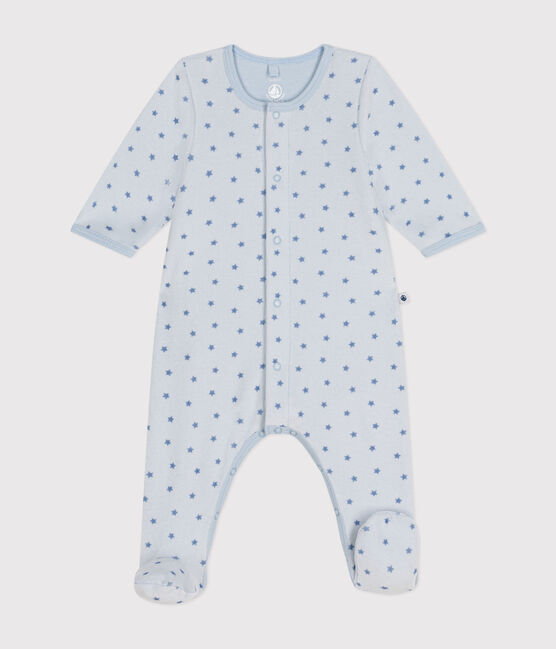 Bodyjama de terciopelo con estampado de pequeñas estrellas para bebé azul GOMME/ BEACH