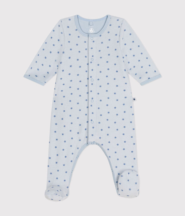 Bodyjama de terciopelo con estampado de peque&ntilde;as estrellas para beb&eacute; azul/azul