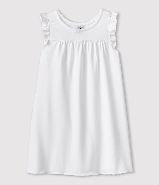 Camisón blanco de algodón fino de niña blanco ECUME
