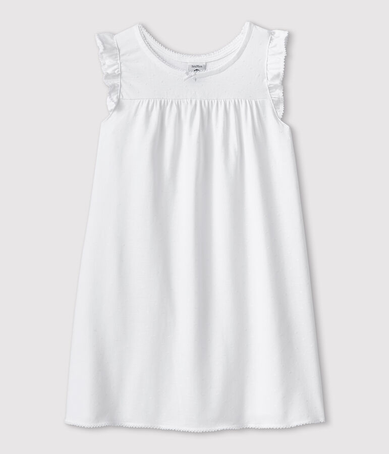 Camis&oacute;n blanco de algod&oacute;n fino de ni&ntilde;a blanco