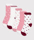 5 pares de calcetines infantiles lisos de algodón con estampado de corazones
