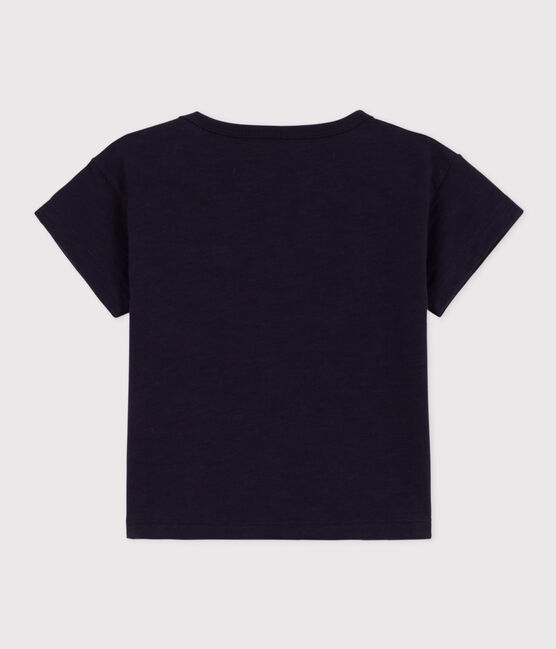 Camiseta de manga corta de punto flameado para bebé azul SMOKING