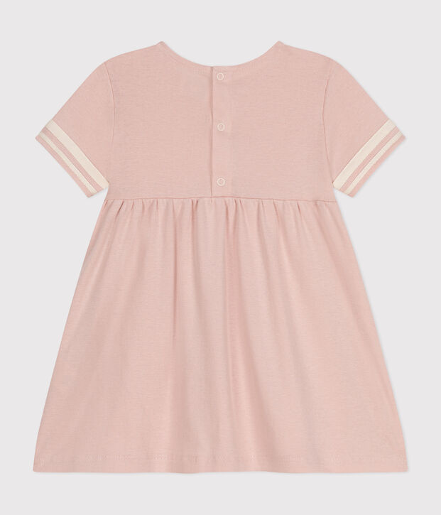 Vestido de estilo marinero de algod&oacute;n org&aacute;nico para beb&eacute;. rosa