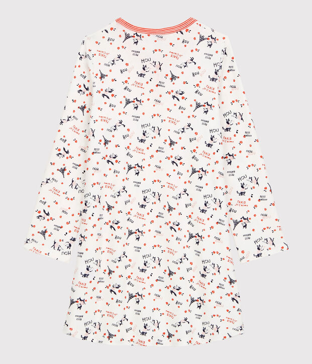Camis&oacute;n de flores con estampado de Par&iacute;s de ni&ntilde;a de algod&oacute;n org&aacute;nico blanco/multicolor