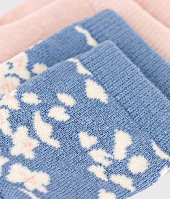 2 pares de calcetines de algodón con flores para bebé variante 1
