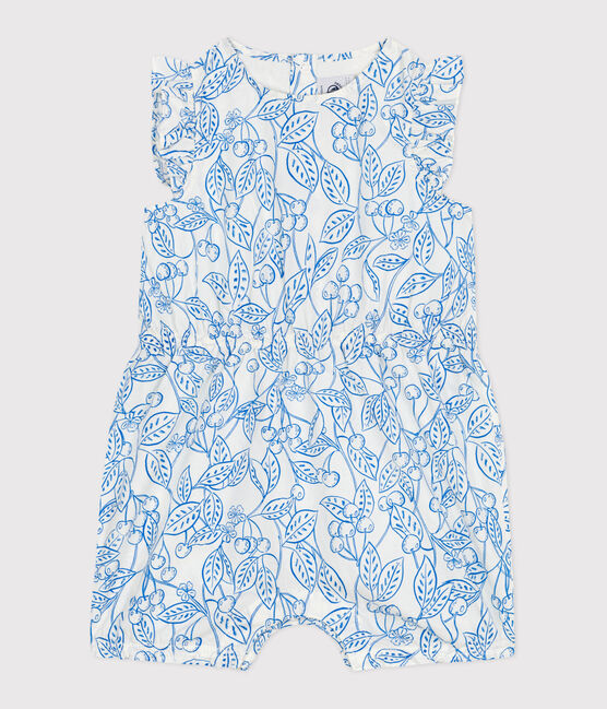 Pelele corto de algodón sin mangas con estampado de cerezas azules para bebé azul MARSHMALLOW/ PORCELANA