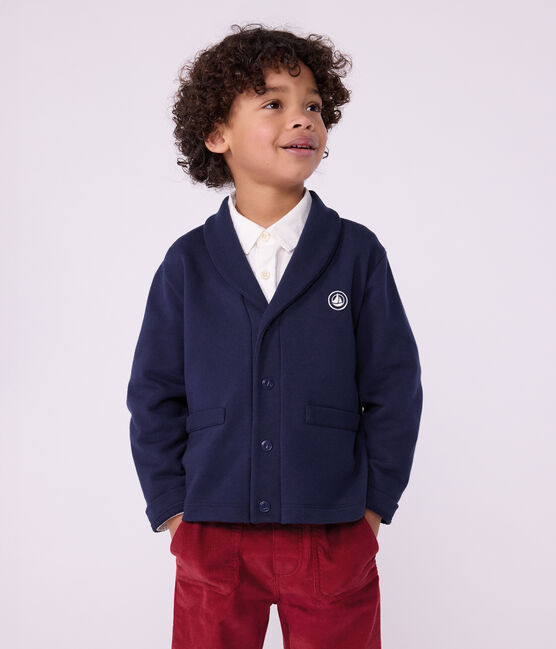Cárdigan infantil de algodón liso azul SMOKING