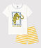 Pijama corto con motivo de pantera de niño de algodón blanco MARSHMALLOW/amarillo OCRE