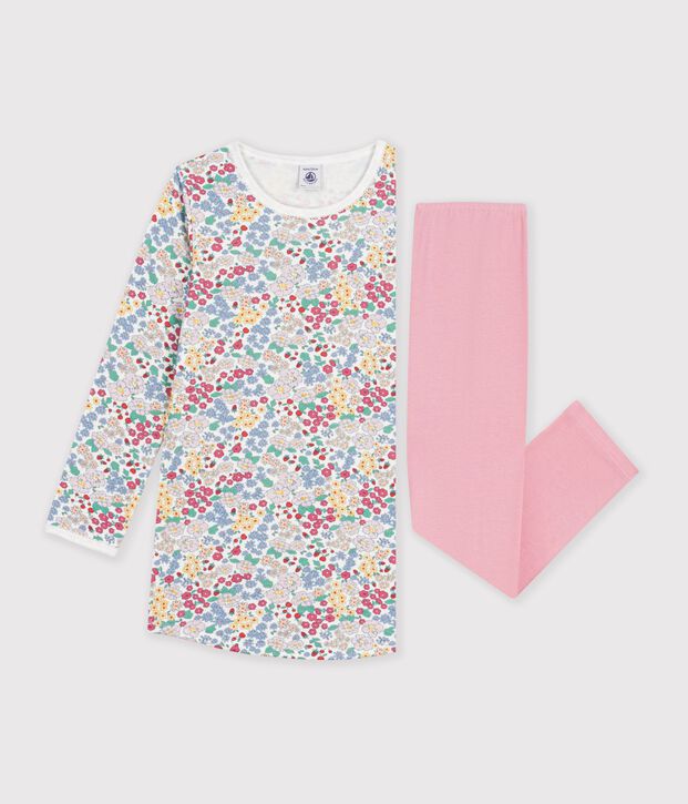Camis&oacute;n y leggings infantiles de t&uacute;bico con flores rosa/multicolor