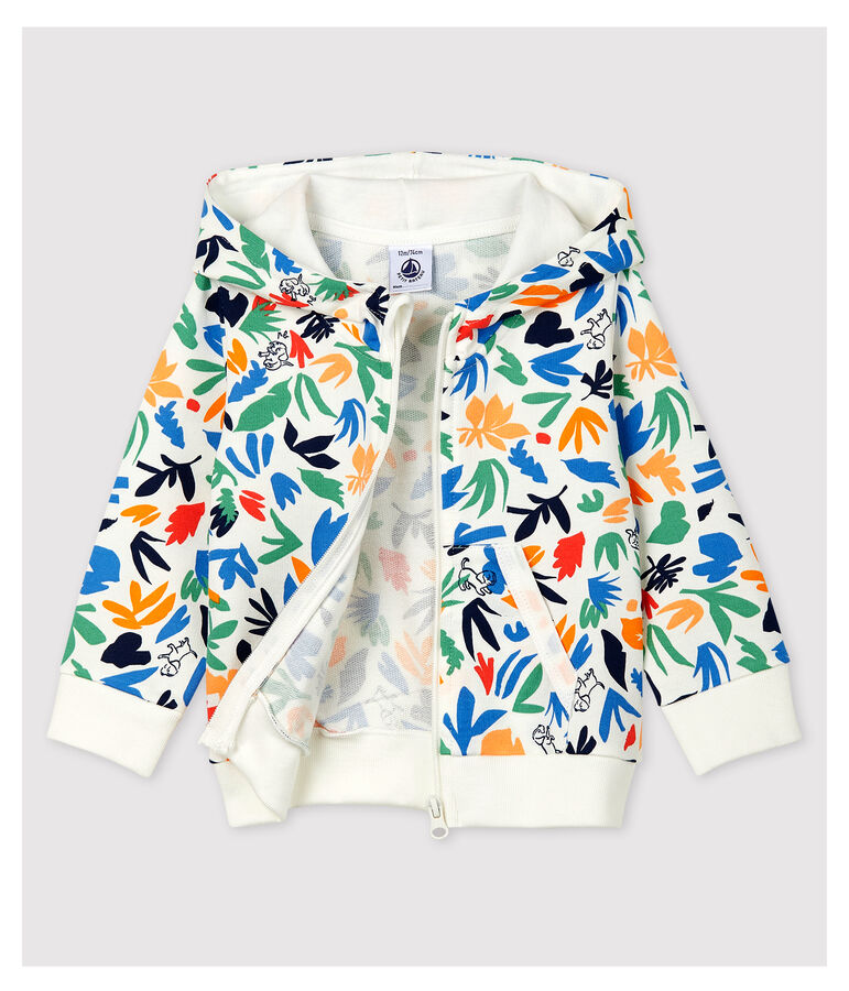 C&aacute;rdigan de mulet&oacute;n de beb&eacute;. blanco/multicolor