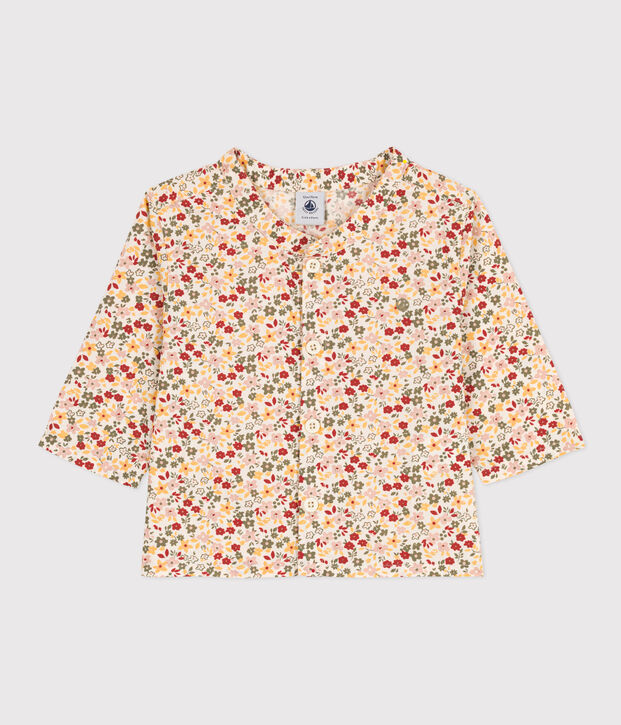 Camisa estampada de popelina para beb&eacute; crudo/multicolor