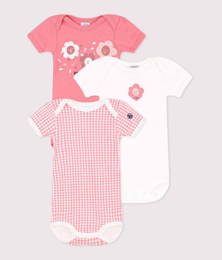 Juego de 3 bodis de algod&oacute;n de manga corta para beb&eacute; variante 1