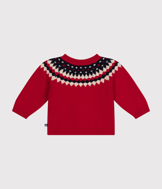Jersey de punto tricotado con lana para bebé rojo STOP/ MULTICO
