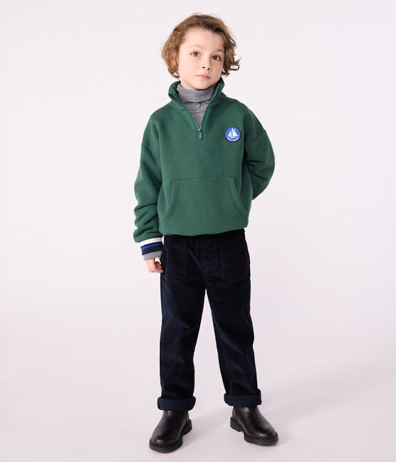 Sudadera infantil de algodón liso con cremallera en el cuello WILLOW