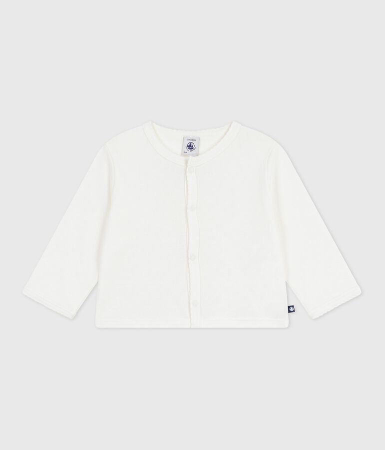 C&aacute;rdigan de algod&oacute;n liso para beb&eacute; blanco