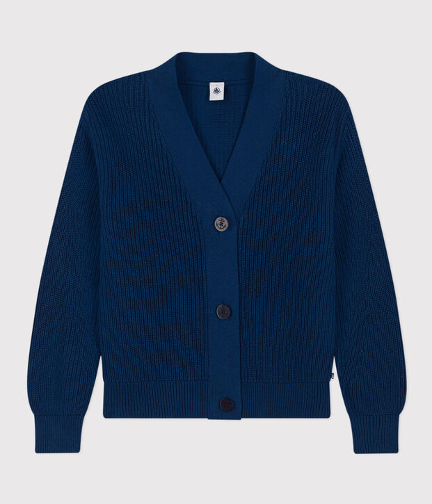 Chaqueta de punto ingl&eacute;s de algod&oacute;n para mujer azul