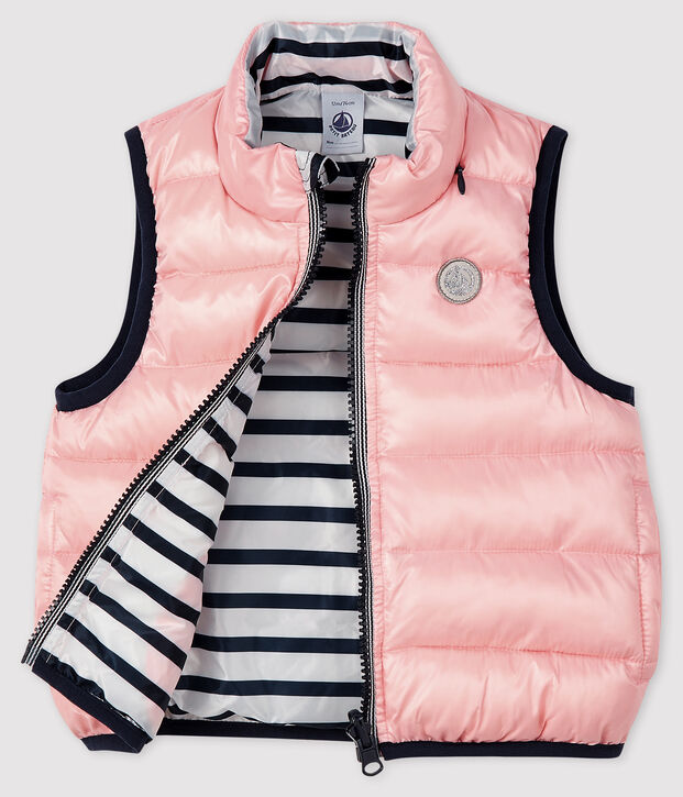 Chaqueta alcolchada reversible para beb&eacute; rosa