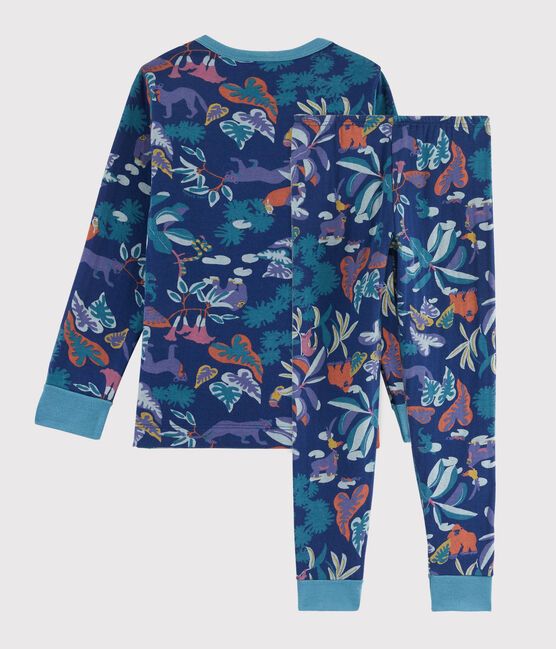 Pijama estampado de jungla de niño de túbico azul MEDIEVAL/blanco MULTICO