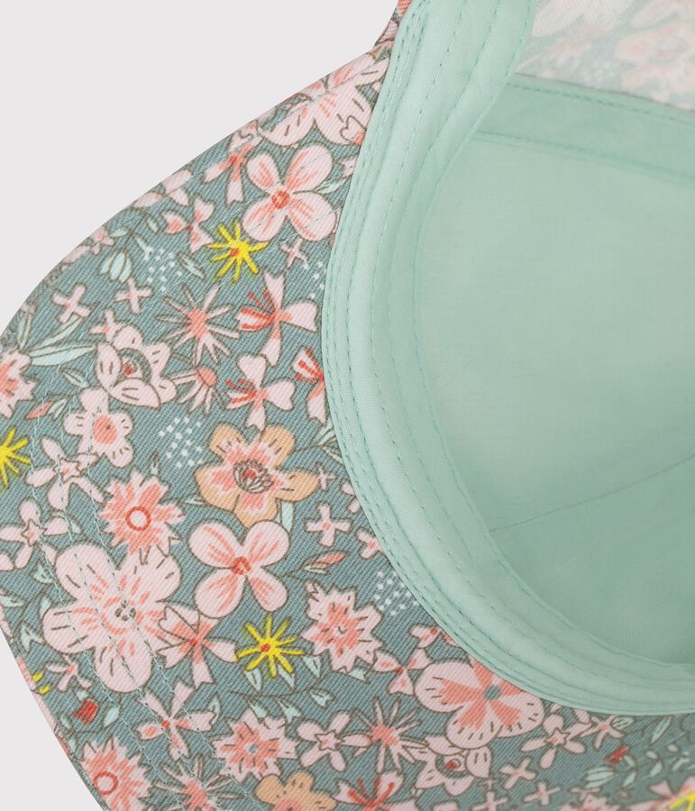 Sombrero infantil de sarga con estampado de flores azul/multicolor
