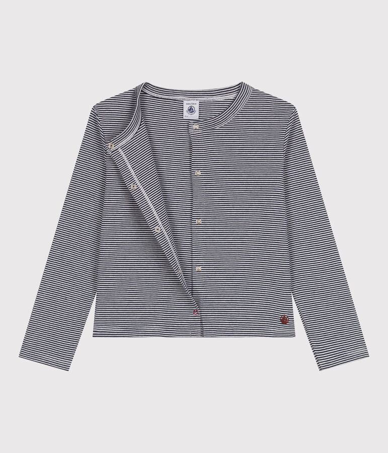 C&aacute;rdigan infantil de algod&oacute;n a rayas azul/blanco