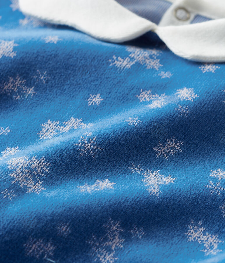 Pijama de terciopelo para beb&eacute; ni&ntilde;a azul MAJOR/blanco MARSHMALLOW