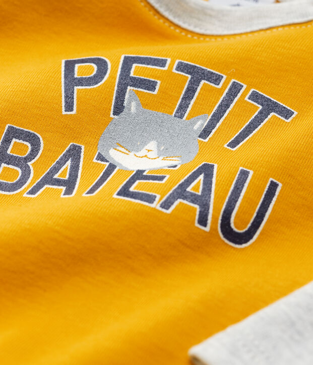 Camiseta de algod&oacute;n para beb&eacute; amarillo/gris