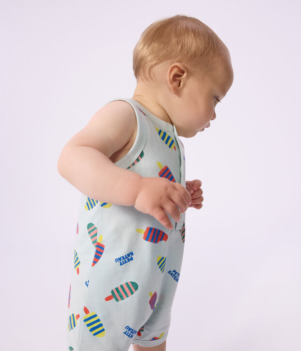 Pelele corto de algod&oacute;n con estampado de helados para beb&eacute; azul/multicolor