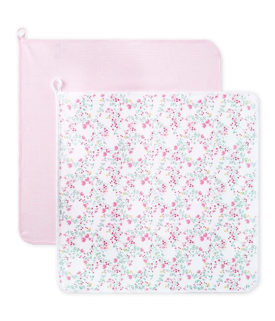 Lote de 2 mantitas rayada y estampada para bebé blanco LOT