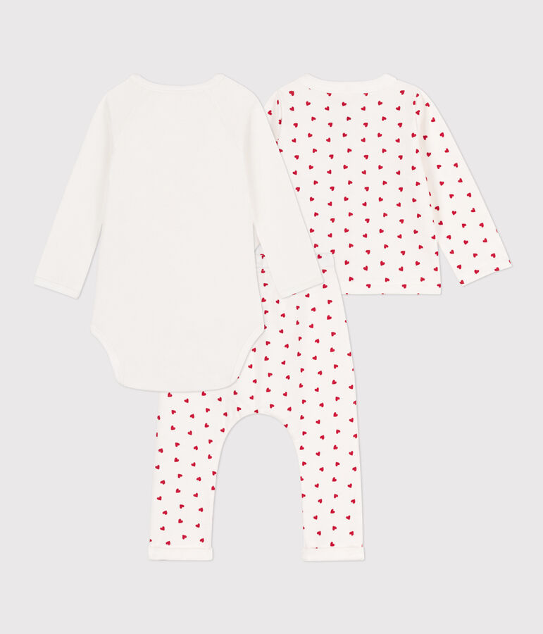 Conjunto de algod&oacute;n estampado para beb&eacute; blanco/rojo