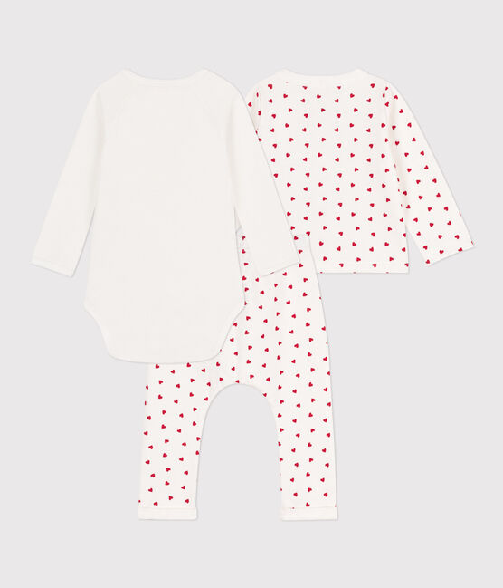 Conjunto de algodón estampado para bebé blanco MARSHMALLOW/rojo PEPS