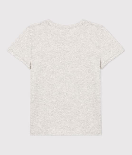 Camiseta LA RECTA de algodón orgánico con cuello redondo para mujer gris BELUGA CHINE