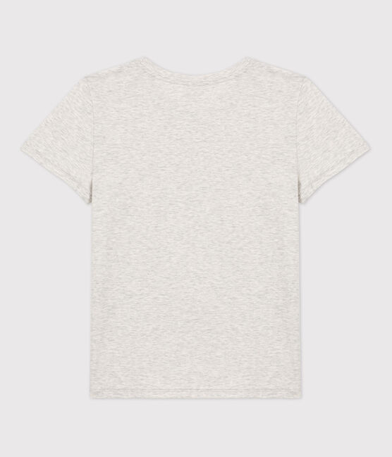 Camiseta LA RECTA de algodón orgánico con cuello redondo para mujer gris BELUGA CHINE