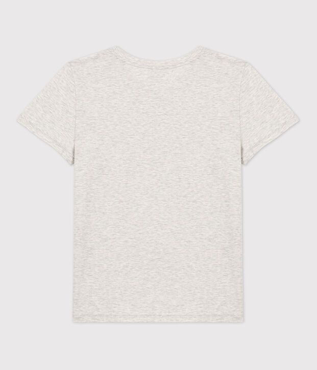 Camiseta LA RECTA de algod&oacute;n org&aacute;nico con cuello redondo para mujer gris