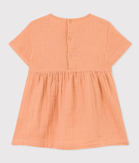 Vestido de manga corta de gasa de algodón para bebé rosa SIENNA
