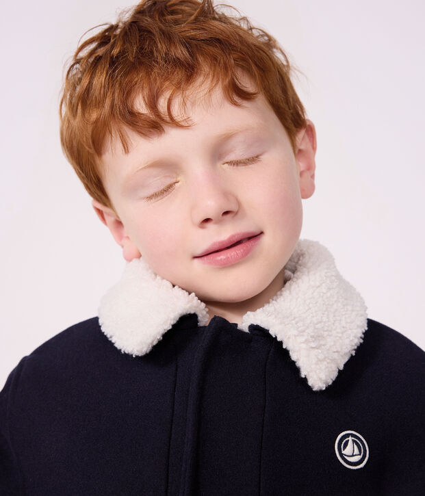 Chaqueta infantil lisa estilo gab&aacute;n de pa&ntilde;o de lana SMOKING