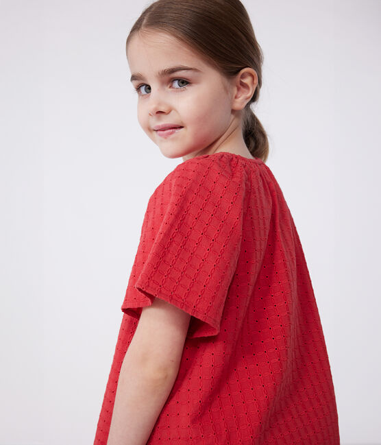 Blusa infantil de manga corta de algodón con motivo de flores SPI