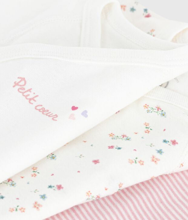 Juego de bodies cruzados y estampados de manga corta de algod&oacute;n para beb&eacute; multicolor