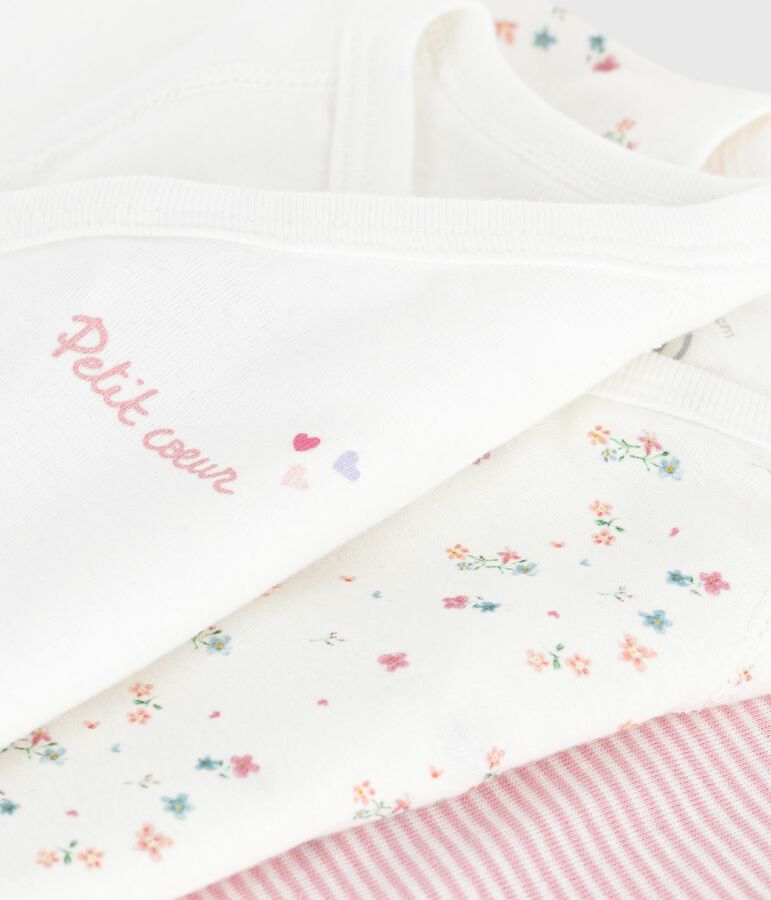 Juego de bodies cruzados y estampados de manga corta de algod&oacute;n para beb&eacute; multicolor