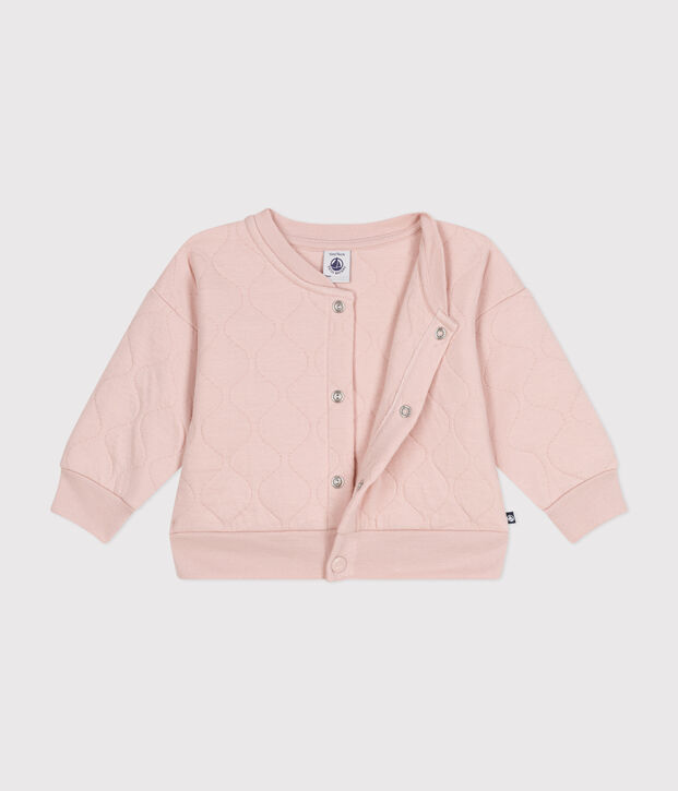 Chaqueta de punto de t&uacute;bico acolchado para beb&eacute; rosa
