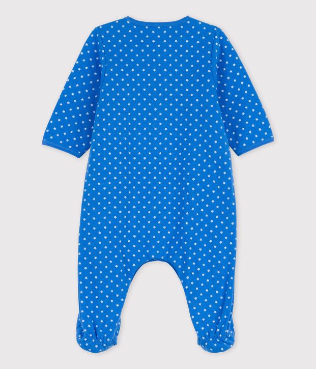 Bodyjama de algod&oacute;n org&aacute;nico de beb&eacute; azul/blanco