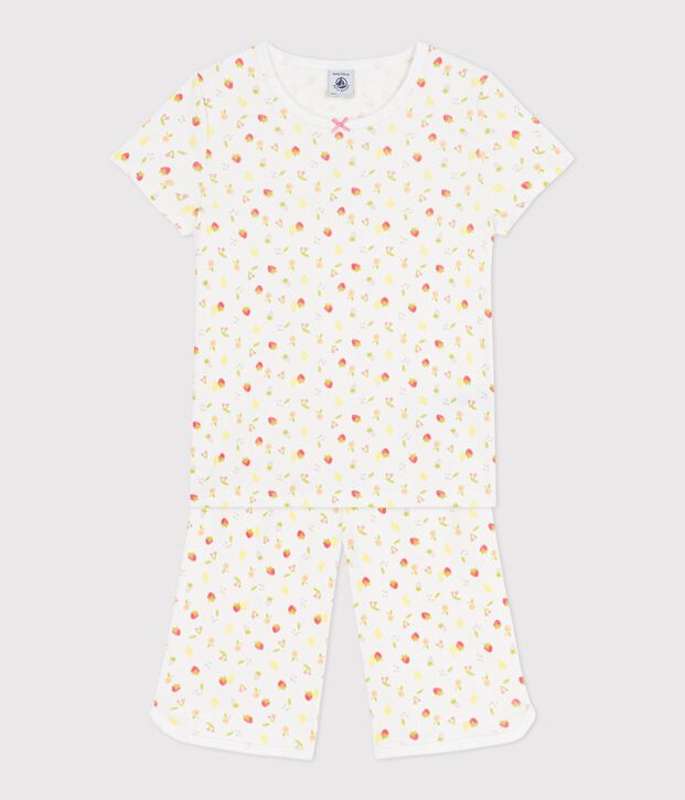Pijama pirata infantil de algod&oacute;n con estampado de frutas blanco/multicolor
