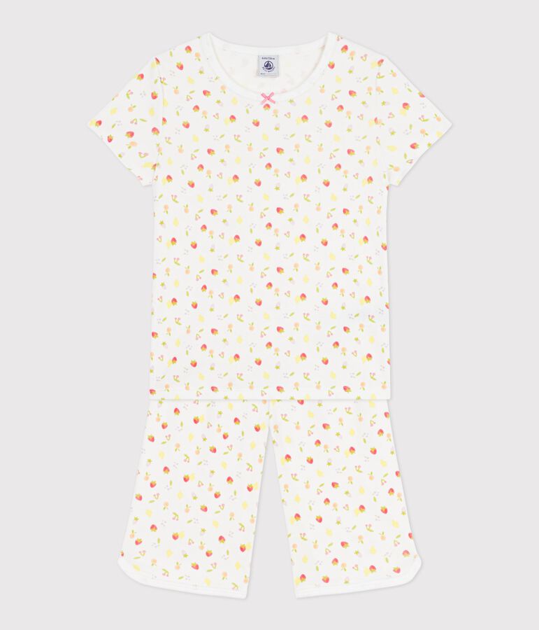 Pijama pirata infantil de algod&oacute;n con estampado de frutas blanco MARSHMALLOW/blanco MULTICO