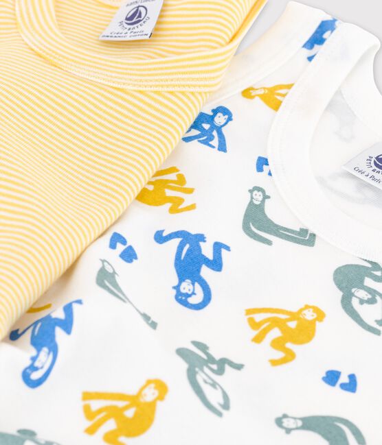 Juego de 2 camisetas de tirantes con monos fosforescentes de algodón de niño variante 1