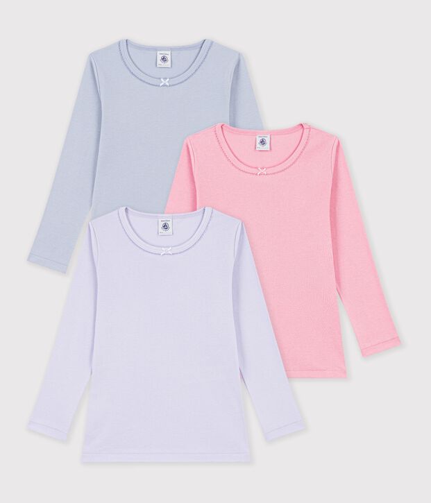 Juego de camisetas infantiles lisas de algod&oacute;n de manga larga multicolor